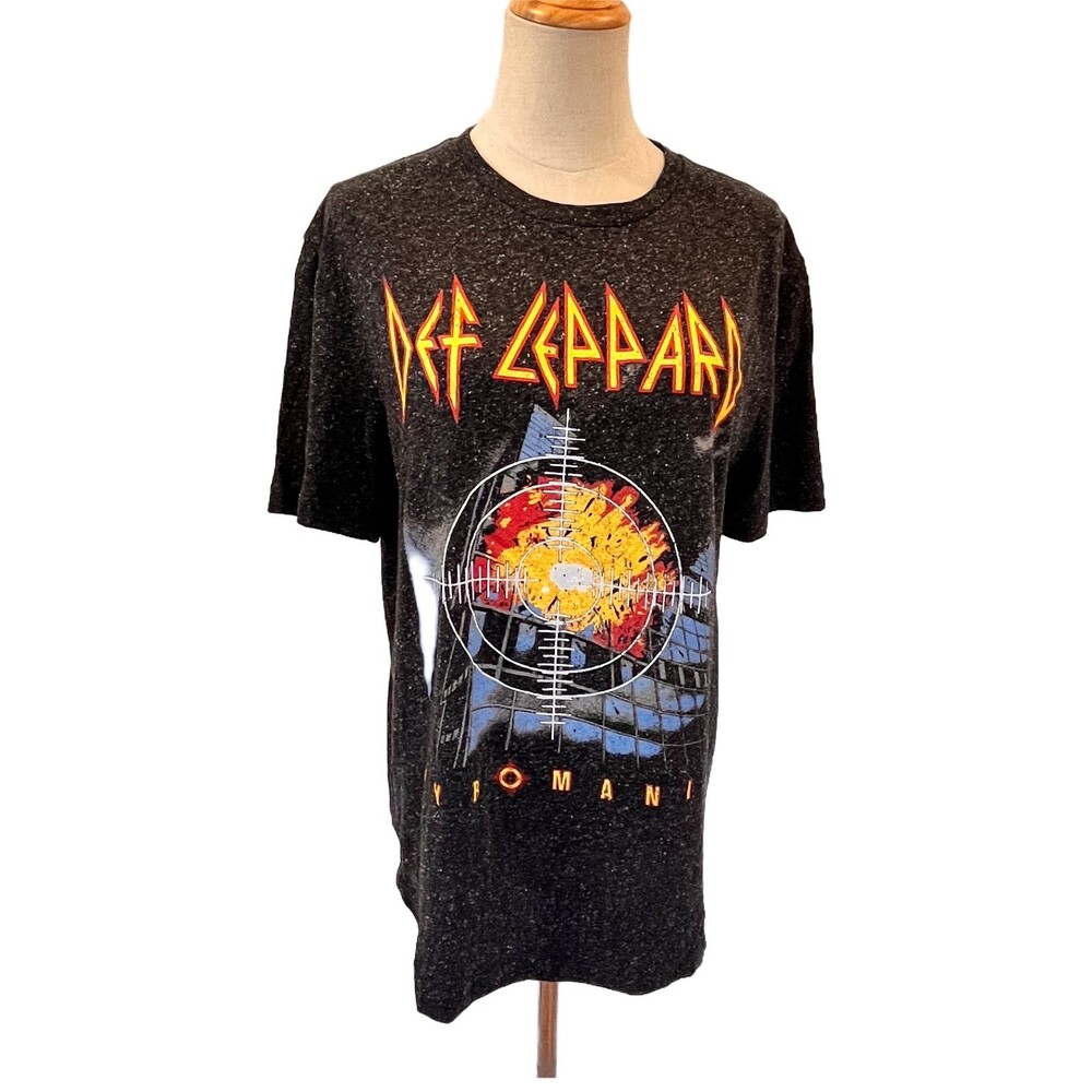 Def Leppard Pyromania Black Grey T-Shirt Medium Classic Rock Band Tee
